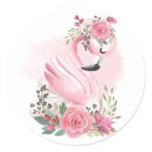 Floral Flamingo Stickers 