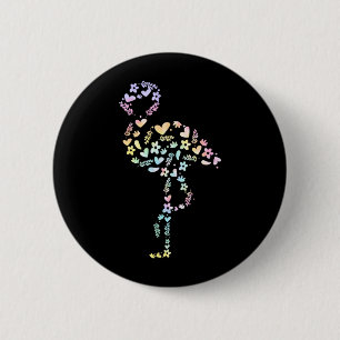 Floral Flamingo Tie Dye Cute Animal Lover Women 6 Cm Round Badge
