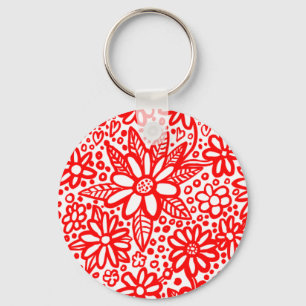 Floral Flocked Key Ring