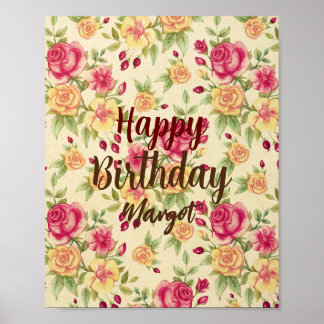 Floral Flourish Birthday wishes colourful  Poster