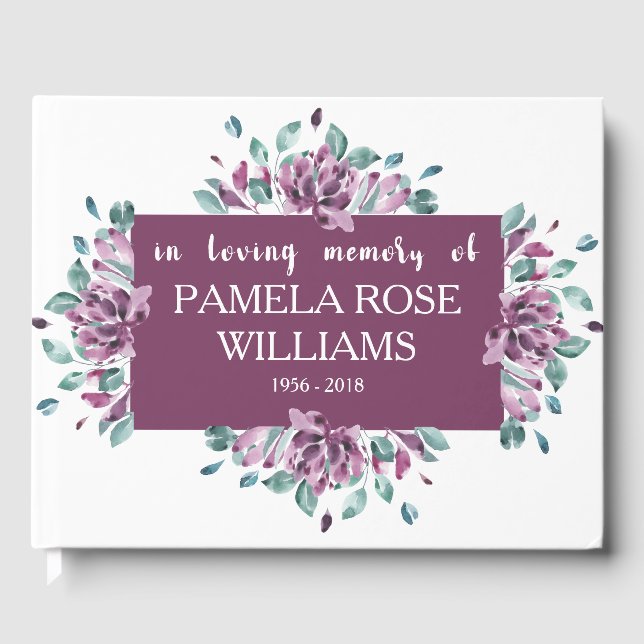 Floral Flourish Personalised Funeral Guest Book (Front)