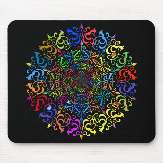 Floral Flourish Vortex Polyprismatic Mouse Pad (Front)