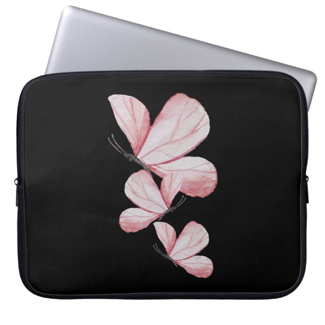 floral flower art painting butterfly cute nature l laptop sleeve (Front)
