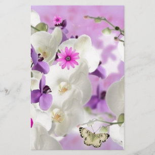 floral flower blossoms vines orchids  plant bloom stationery