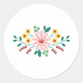 Floral Flower Border Classic Round Sticker