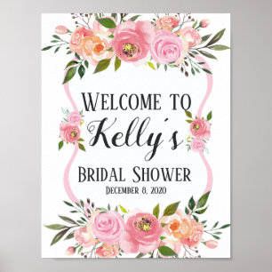 floral flower bridal shower welcome sign