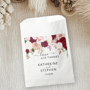 Floral Flower Favour Wedding Blush Burgundy Bags