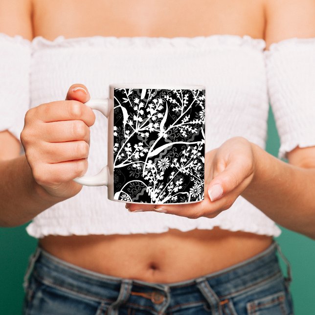 Floral Flower Grayscale  Coffee Mug (Creator Uploaded)