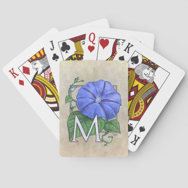 floral,flower,monogram,alphabet,classic,traditiona playing cards (Back)