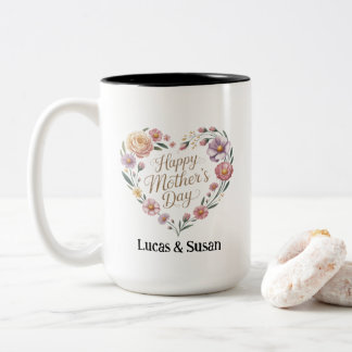 Floral Flower Pastel Tea Happy Mother's Day Gift Two-Tone Coffee Mug