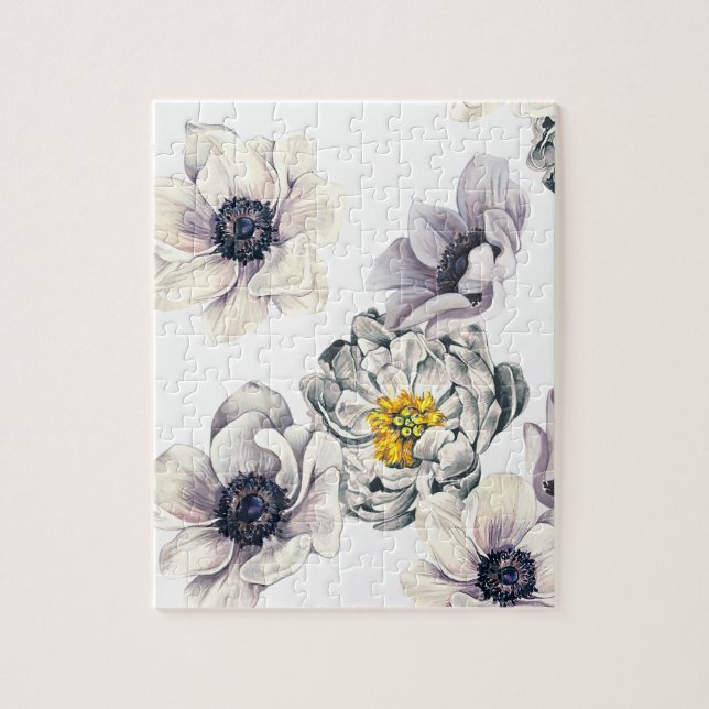 Floral Flower Peony Anemone Fresh Spring Artistic Jigsaw Puzzle (Vertical)