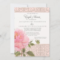 Floral Flower Pink Peonies Elegant Couples Shower