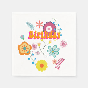 Floral Flower Power Colourful Pink Napkin