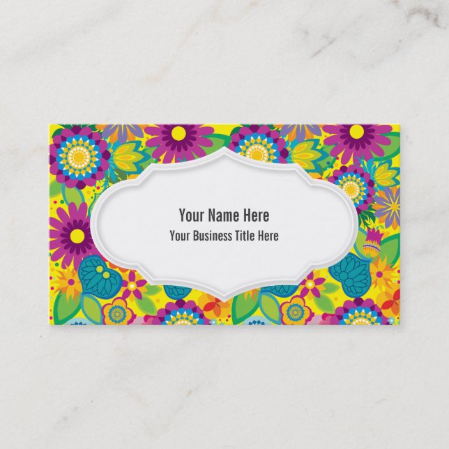 Floral Flower Power Salon Colourful Blooms Business Card (Front)