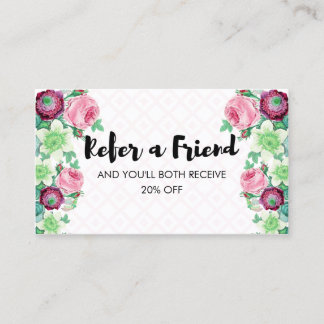 Floral Flower Refer a Friend Referral Card