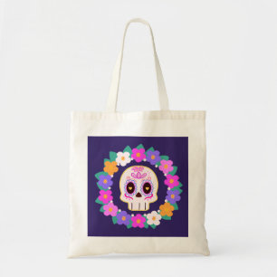 Floral Flower Sugar Skull Tote Bag