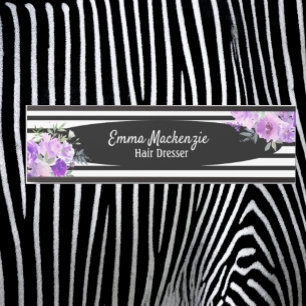 Floral Flowers Black and White Office Door Sign