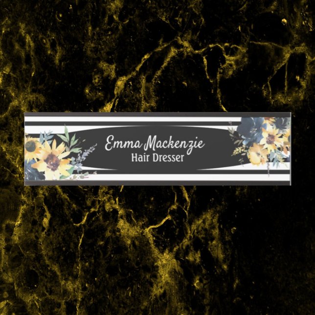 Floral Flowers Black and White Office Door Sign (Creator Uploaded)