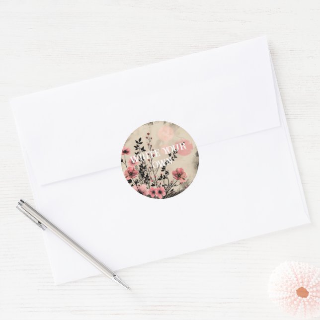 Floral flowers  classic round sticker (Envelope)