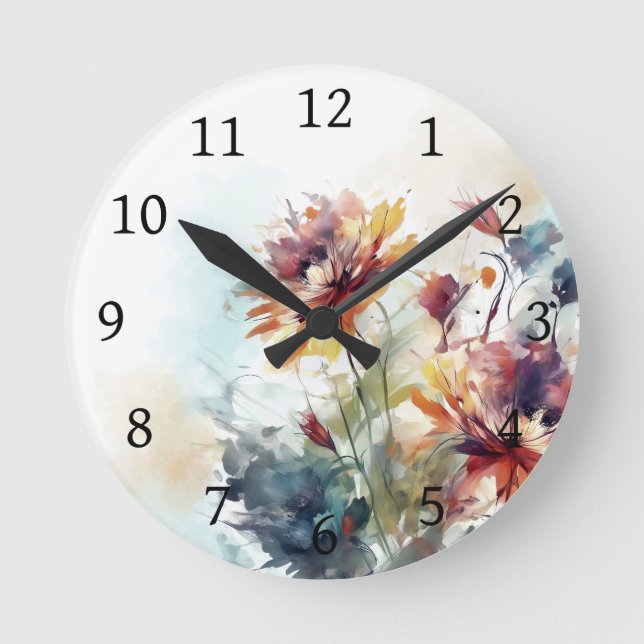 Floral Flowers Design 310 Round Clock (Front)