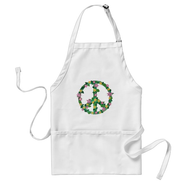 Floral Flowers Peace Sign Aprons (Front)