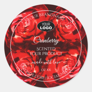Floral Flowers Product Labels Red Roses with Logo