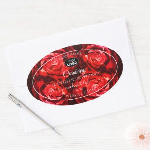 Floral Flowers Product Labels Red Roses with Logo