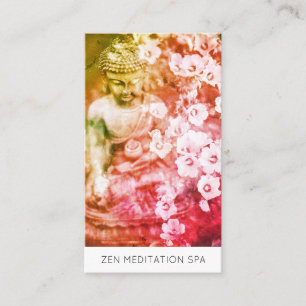 *~* Floral Flowers QR Zen Buddha Meditation Business Card