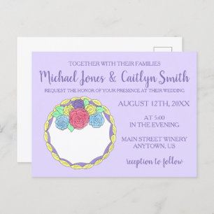 Floral Flowers Roses Bridal Shower Wedding Cake Invitation Postcard