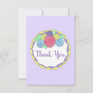 Floral Flowers Roses Bridal Shower Wedding Cake Thank You Card