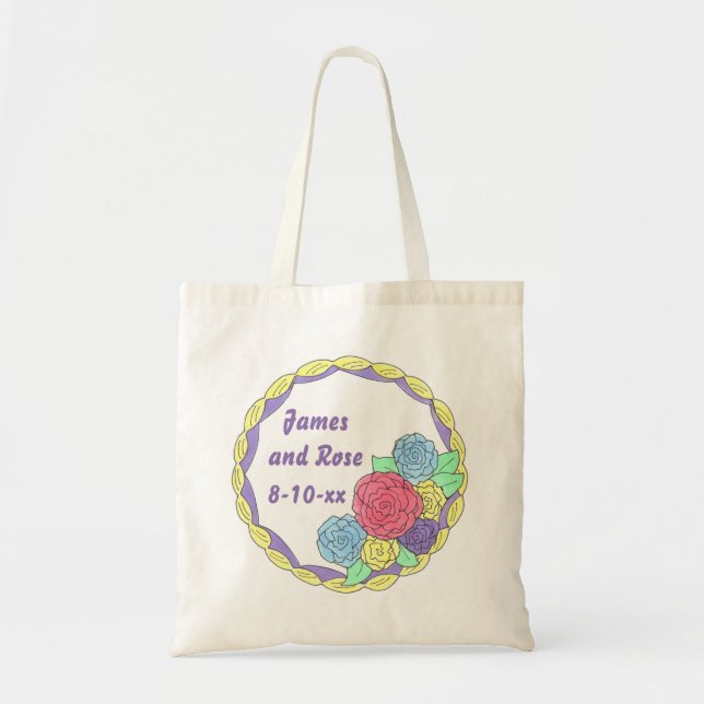 Floral Flowers Roses Bridal Shower Wedding Cake Tote Bag (Front)