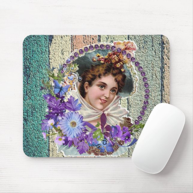 Floral Flowers Vintage Lady  Mouse Pad! Pad (With Mouse)