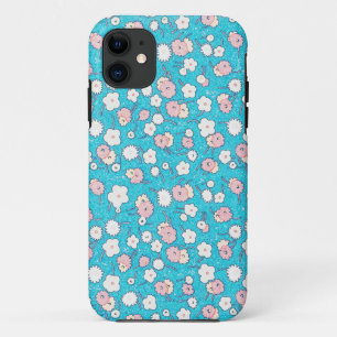 Floral Flowers Vintage Look in Turquoise Blue Case-Mate iPhone Case