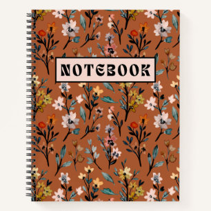 Floral Flowery Earth Tone Spiral Notebook