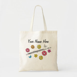 Floral Flute Flautist Woodwind Musician Custom Tote Bag