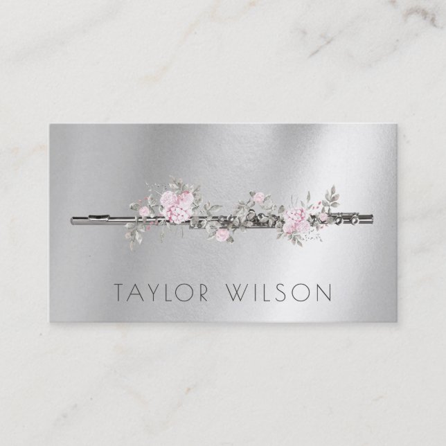 floral flute teacher business card (Front)