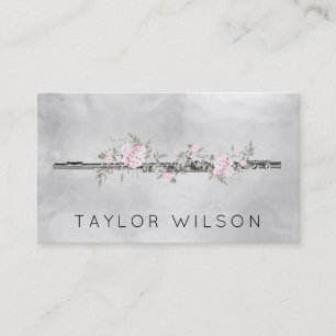 floral flute teacher design business card