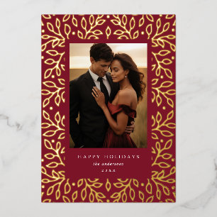 Floral Foil Happy Holidays Photo Card