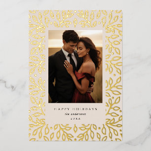 Floral Foil Happy Holidays Photo Card