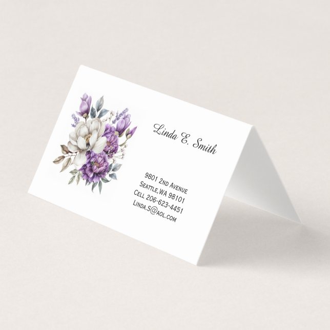Floral Folded Calling Card (Front)
