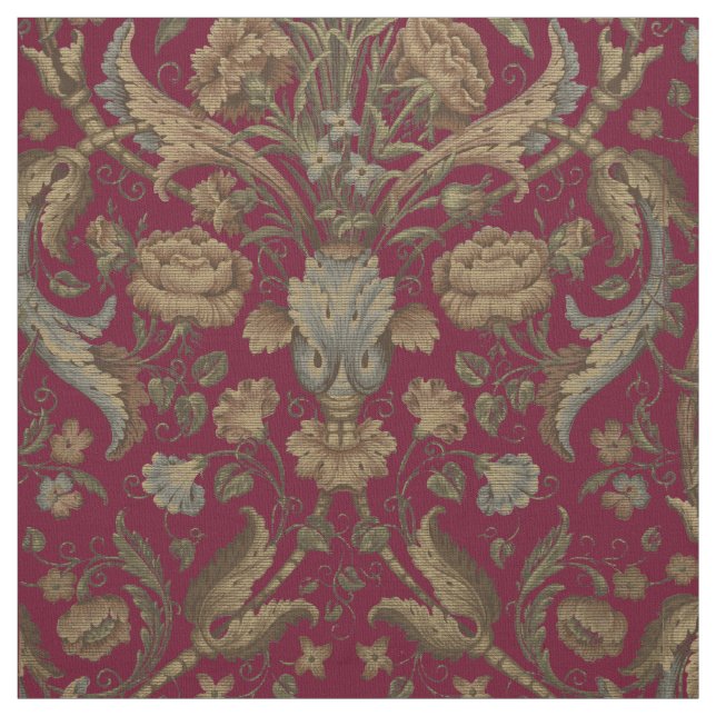 Floral & Foliage Imitation Tapestry Weave Pattern Fabric (Swatch)