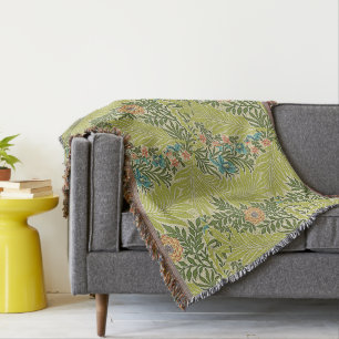 Floral Foliage Vintage William Morris Larkspur Throw Blanket