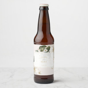 Floral Foliage Watercolor Wedding  Beer Bottle Label