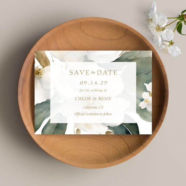 Floral Foliage Watercolor Wedding Save the Date Invitation (Creator Uploaded)