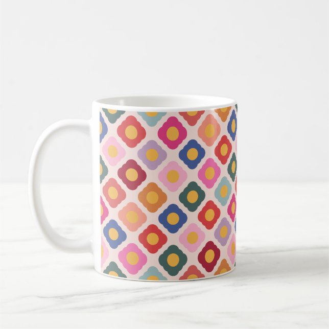 Floral Folk Art Ceramic Coffee Mug | Tea Cup (Left)