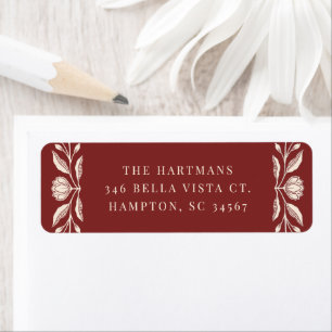 Floral Folk Art Christmas Holiday Return Address