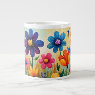 Floral Folk Art Illustration Large Coffee Mug