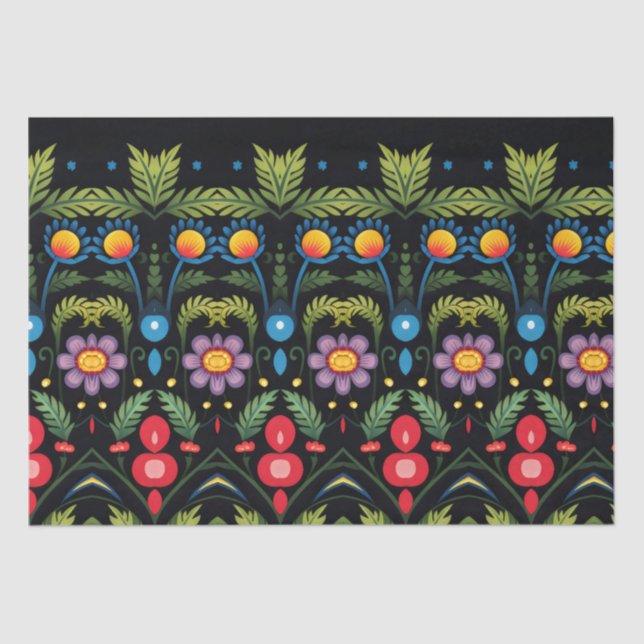 Floral Folk Art Modern Tissue Paper (Front)