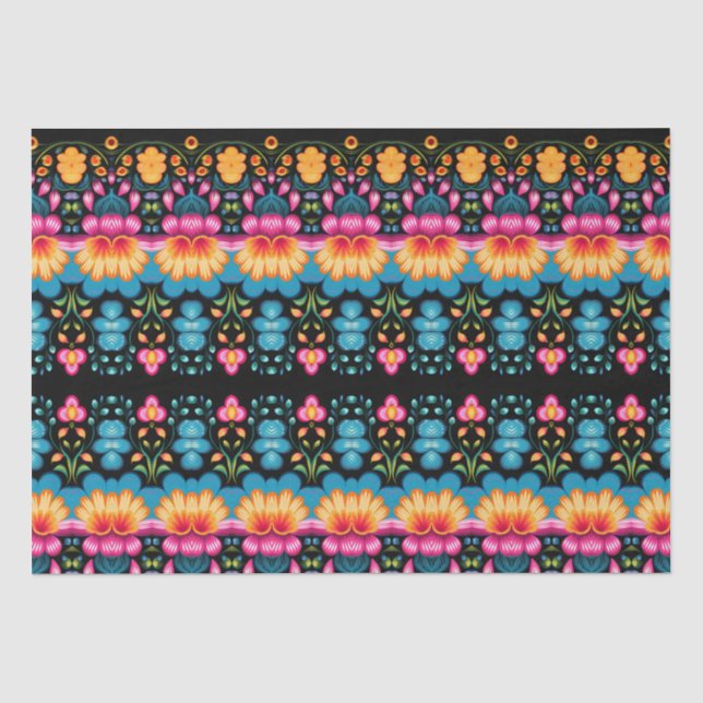 Floral Folk Art Modern Tissue Paper (Front)