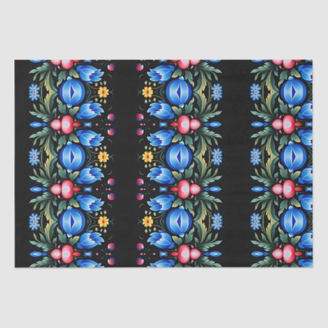 Floral Folk Art Modern Tissue Paper (Front)
